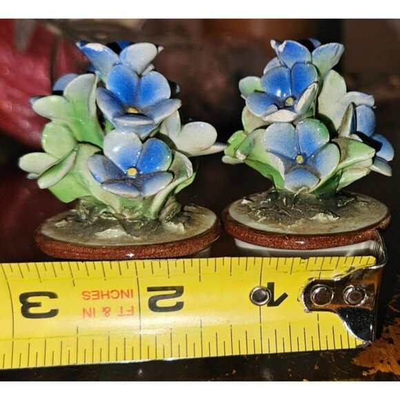 Vintage Miniature Flower Figurines Italian Porcelain Blue  3" Handcrafted Decor - Picture 6 of 6